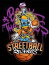 Streetball Urban Graffiti art vector illustration. Graffiti design artwork