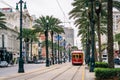 Streetcar along Canal Street, in New Orleans, Louisiana