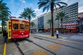 Streetcar along Canal Street, in New Orleans, Louisiana