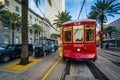 Streetcar along Canal Street, in New Orleans, Louisiana