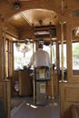 Streetcar interior show motorman driving Royalty Free Stock Photo