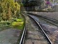 Streetcar Rail Tracks Gracefully Turning. Royalty Free Stock Photo