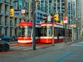 Streetcars in a signal at Toronto city Royalty Free Stock Photo