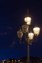 streetlamp on blue hour sunset sky Royalty Free Stock Photo