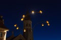 streetlamp on blue hour sunset sky Royalty Free Stock Photo