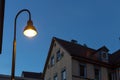 streetlamp on blue hour sunset sky Royalty Free Stock Photo