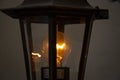 Streetlamp bulb. Streetlight lantern. Lantern for street. Lantern with light on