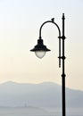 Streetlamp and mountain view