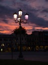 A streetlamp on square of Padua, Veneto, Italy Royalty Free Stock Photo