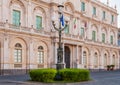 The streetlight in the background building of the University in Catania Royalty Free Stock Photo