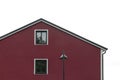 Streetlight in front of modern red house Royalty Free Stock Photo