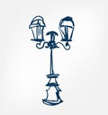 Streetlight one line vector design element isolated Royalty Free Stock Photo