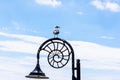 Lyme Regis 6th July 2019 A seagull sat on a street light modelled after an ammonite fossil