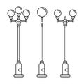 Streetlight vintage lamp icons isolated on white background. Flat thin line design Royalty Free Stock Photo