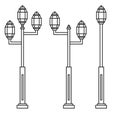 Streetlight vintage lamp icons isolated on white background. Flat thin line design