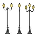 Streetlight vintage lamps with turned on light