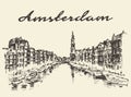 Streets Amsterdam vector illustration drawn sketch