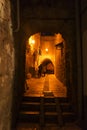 Streets of ancient city of akko Acer at night. Royalty Free Stock Photo