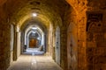 Streets of ancient city of Akko at night, Israel Royalty Free Stock Photo