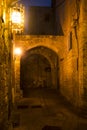 Streets of ancient city of akko at night. Israel Royalty Free Stock Photo