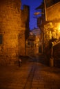 Streets of ancient city of akko at night. Israel Royalty Free Stock Photo