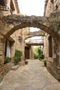 arch and street of the old town of medieval village of Pals, Girona province, Catalonia, Royalty Free Stock Photo