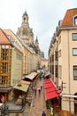 The streets around the palace with market stalls. Historic part of Dresden