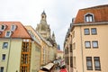 The streets around the palace with market stalls. Historic part of Dresden