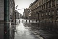 Streets of Berlin in a rainy day