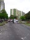 Streets blocked by anti-government protests in Puerto Ordaz city, Venezuela.