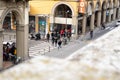 Streets of Bologna, Italy with pedestrians