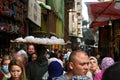 Of the streets of the Cairo& x27;s market and a guy with a basket selling typical bread