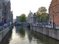 Streets and canals of Amsterdam. Unique architecture Royalty Free Stock Photo