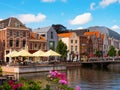 Streets and canals of Leiden town, Netherlands Royalty Free Stock Photo