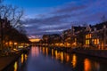 Amsterdam streets and canals in the night time Royalty Free Stock Photo