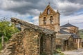 Streets and church of El Muyo church of Santos Martires San Cornelio and San Cipriano. Pueblecito of the Riaza region, black