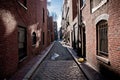 Streets and cobbled houses in the old part of the city of Boston Royalty Free Stock Photo