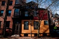 Streets and cobbled houses in the old part of the city of Boston Royalty Free Stock Photo