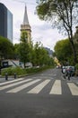 Streets of Colonia Roma in Mexico City whit green trees