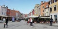 Streets with adults walking in the old town of Rovinj, Istria, Croatia Royalty Free Stock Photo