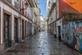 An Empty Narrow Street in A CoruÃÂ±a Old Town, Spain