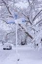 Streets covered in snow after heavy snowfall in Boulder colorado Royalty Free Stock Photo