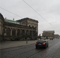 The streets of Dresden - a modern transport infrastructure against the background of historical monuments.