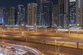 Streets of Dubai at night. Traveling