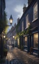 the streets of England around 1800 ai generated Royalty Free Stock Photo