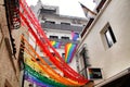 Streets and facades adorned with rainbow flags in Benidorm