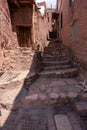 Streets of famous old Iranian village of Abyaneh. Barzrud Rural District, in the Central District of Natanz County Royalty Free Stock Photo