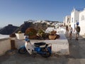 Streets of Fira, a famous city on the island of Santorini. Greece