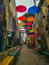 Streets of the Getsemani neighborhood of Cartagena, Colombia Royalty Free Stock Photo