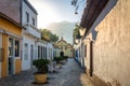 Streets of historic downtown and Sao Sebastiao Church - Sao Sebastiao, Sao Paulo, Brazil Royalty Free Stock Photo